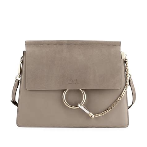 Chloe Faye Medium Flap Shoulder Bag in Motty Grey